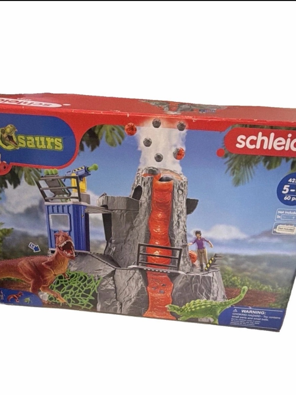 Schleich Dino Volcano Rescue Playset in Red and Gray